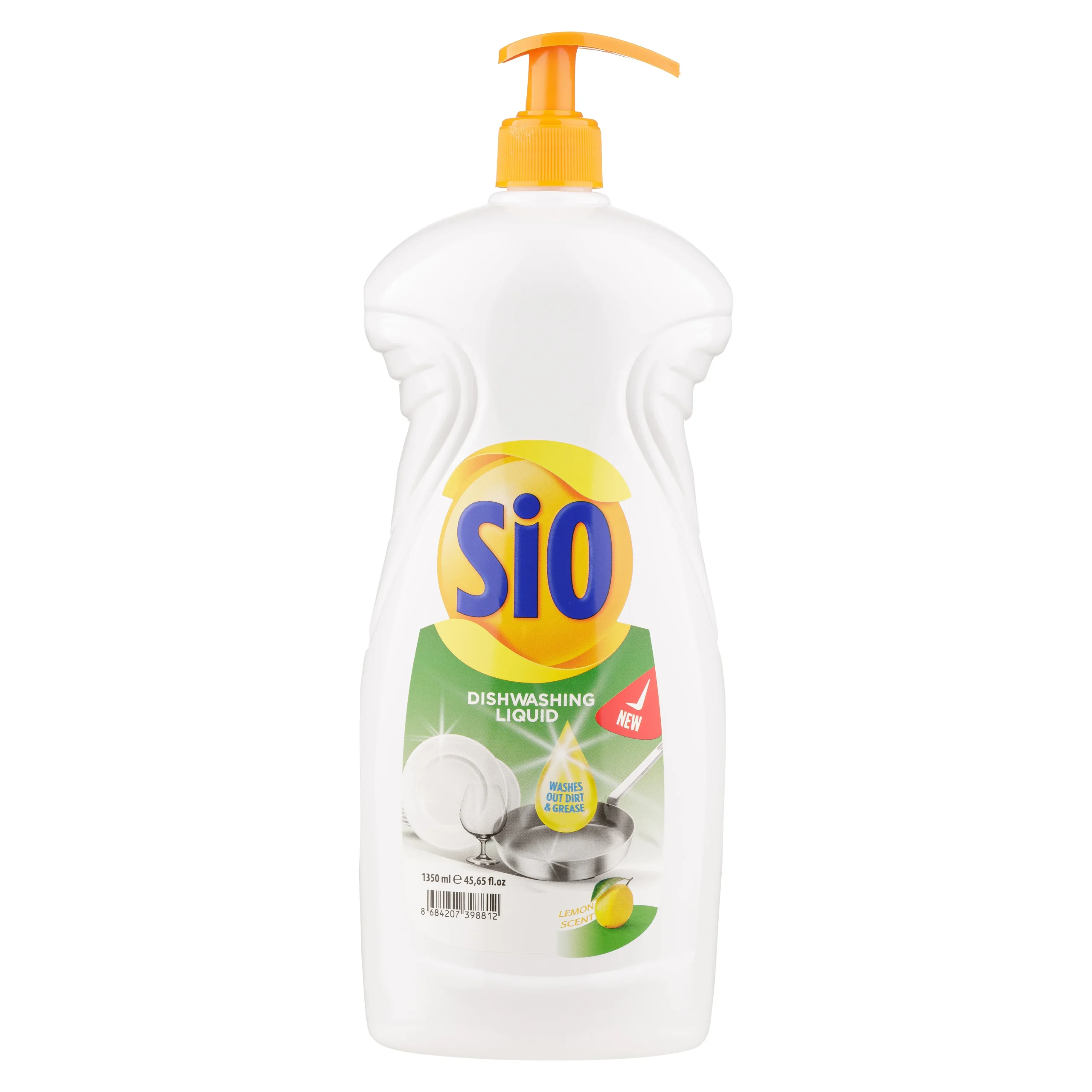 Detergent lichid pentru vase 1350ml cu pompiță SIO (Lemon, Apple, Orange)