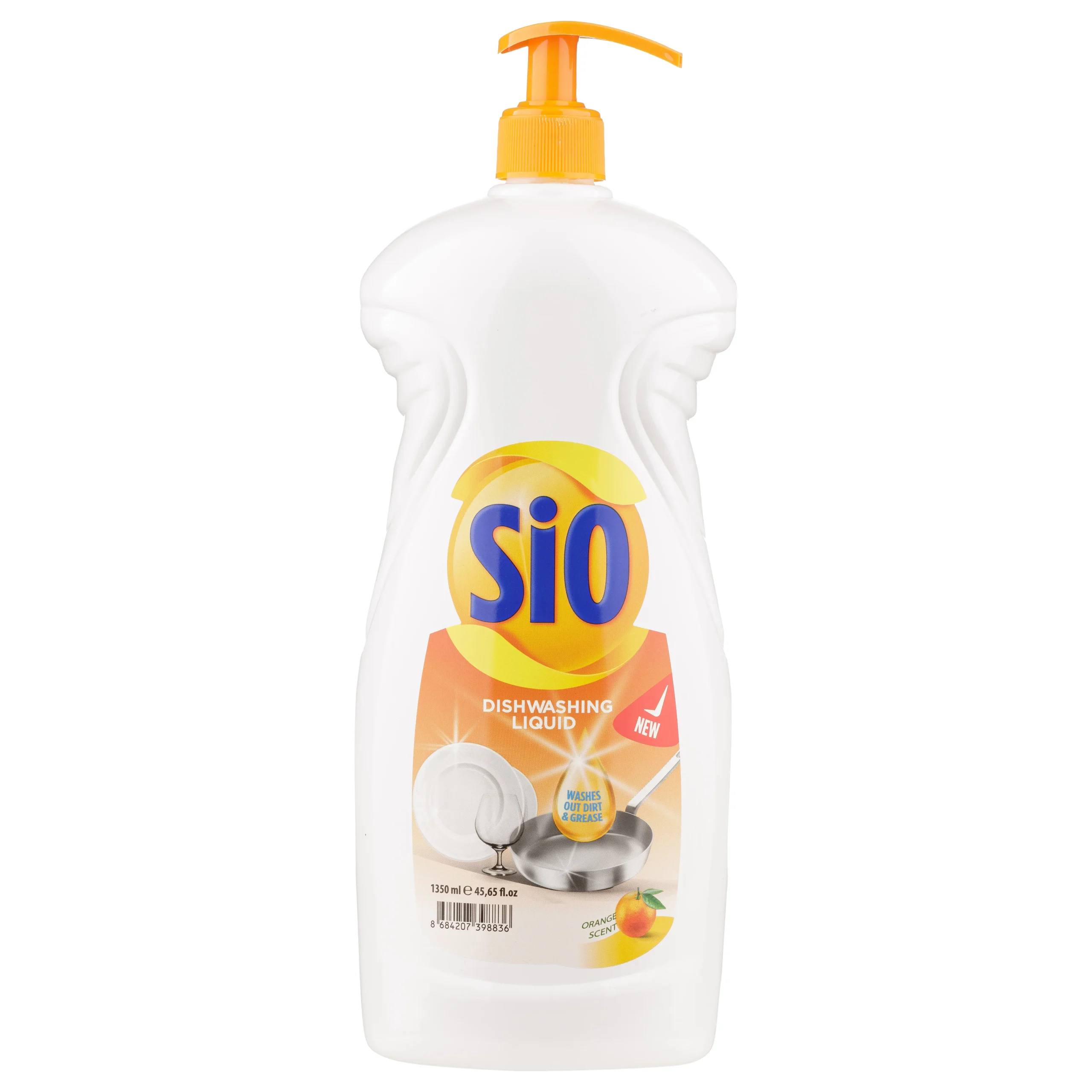 Detergent lichid pentru vase 1350ml cu pompiță SIO (Lemon, Apple, Orange)